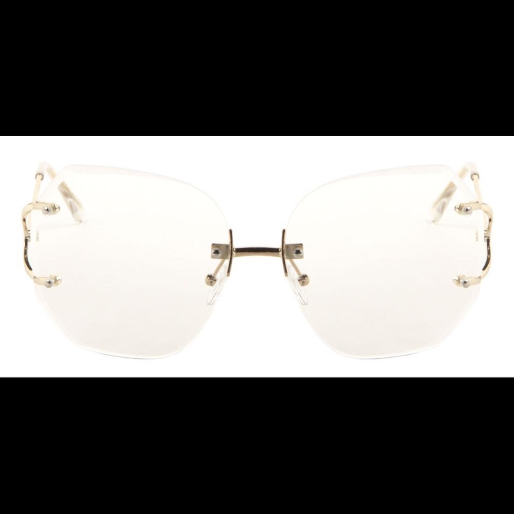 Clear Round Lens Butterfly Rimless Sunglasses